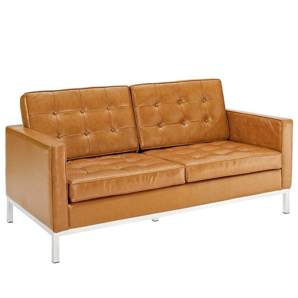 Modway Loft Armchair Loveseat and Sofa Set Leather 3 Piece Set - Tan | Sofas | Modishstore-3
