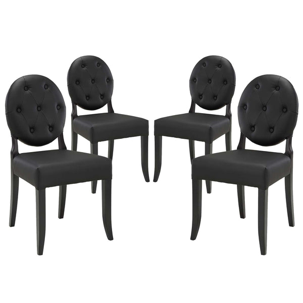 Modway Button Dining Side Chair Set of 4 - Black