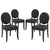 Modway Button Dining Side Chair Set of 4 - Black