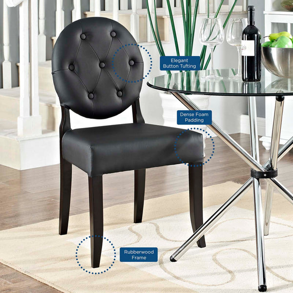 Modway Button Dining Side Chair Set of 4 - Black