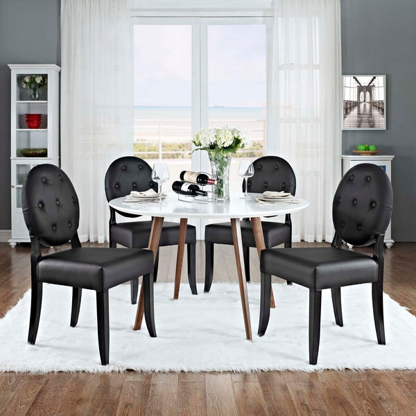 Modway Button Dining Side Chair Set of 4 - Black | Dining Chairs | Modishstore