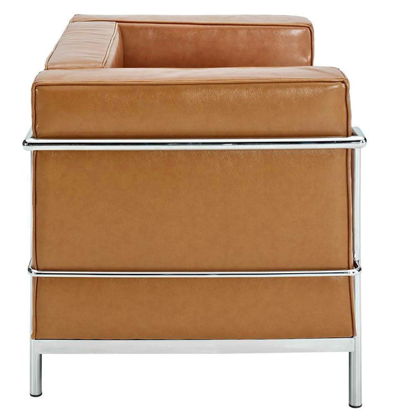Modway Charles Grande Loveseat and Armchair Leather Set Of 2 - Tan | Loveseats | Modishstore-5