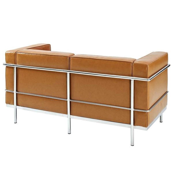 Modway Charles Grande Loveseat and Armchair Leather Set Of 2 - Tan | Loveseats | Modishstore-6