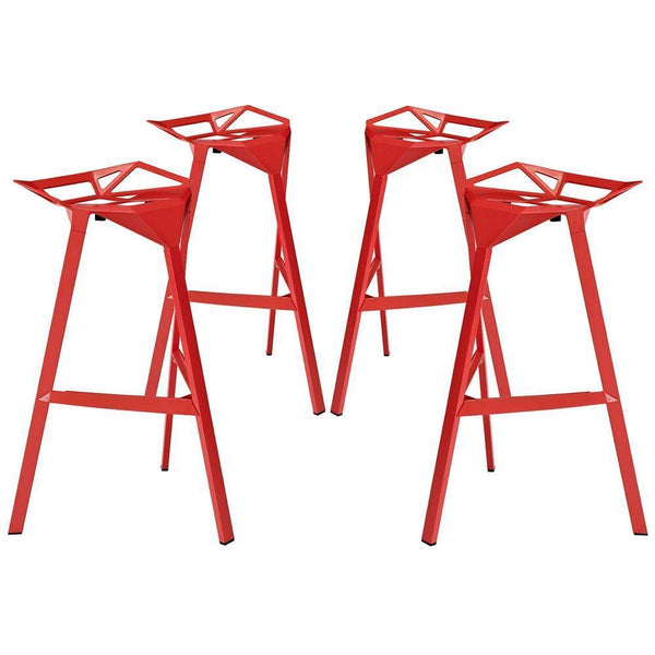 Modway Launch Stacking Bar Stool Set of 4 - Red | Bar Stools | Modishstore-2