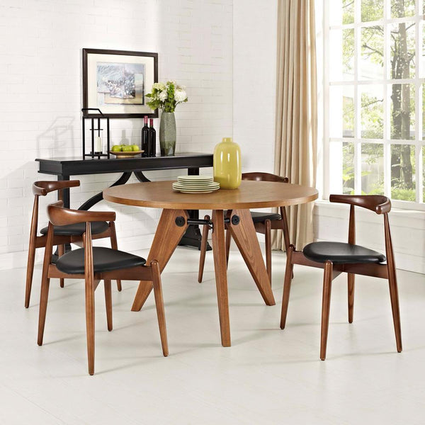 Modway Stalwart Dining Chairs and Table Set of 5 - Dark Walnut Black | Dining Sets | Modishstore