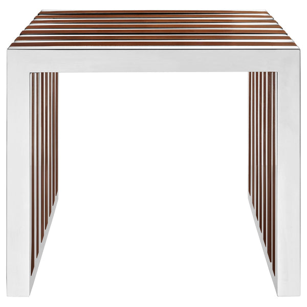 Modway Gridiron Small Wood Inlay Bench - Walnut | Stools & Benches | Modishstore-3