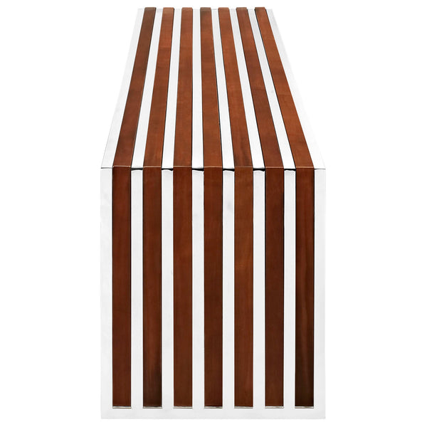 Modway Gridiron Large Wood Inlay Bench - Walnut | Stools & Benches | Modishstore-3