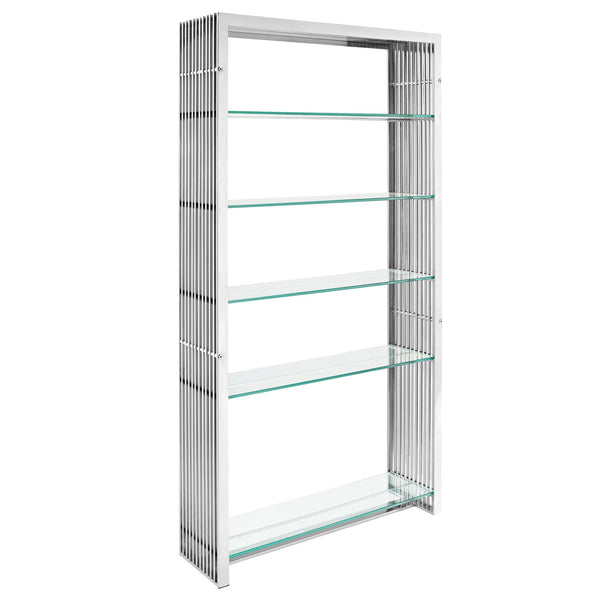 Modway Gridiron Stainless Steel Bookshelf - Silver | Bookcases | Modishstore-2