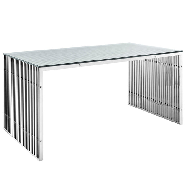 Modway EEI-1433 Gridiron Stainless Steel Rectangle Dining Table - Silver | Dining Tables | Modishstore-4