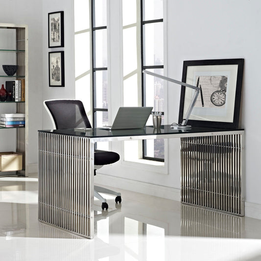 Modway EEI-1433 Gridiron Stainless Steel Rectangle Dining Table - Silver | Dining Tables | Modishstore