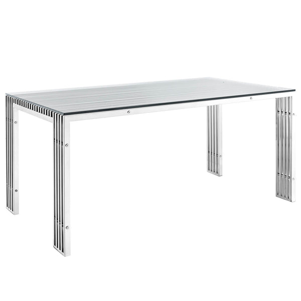 Modway EEI-1434 Gridiron Stainless Steel Rectangle Dining Table - Silver | Dining Tables | Modishstore-3