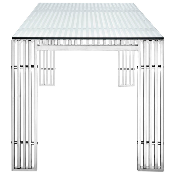 Modway EEI-1434 Gridiron Stainless Steel Rectangle Dining Table - Silver | Dining Tables | Modishstore-2