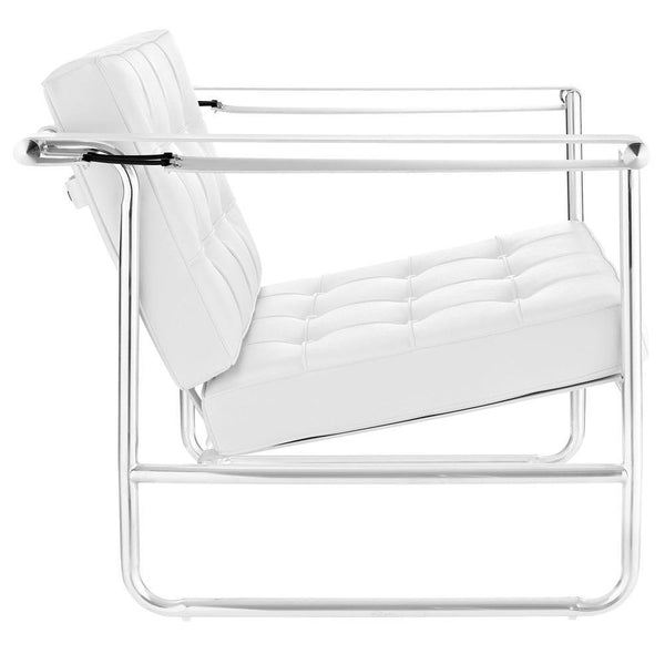 Modway Serene Stainless Steel Upholstered Vinyl Lounge Chair - White | Lounge Chairs | Modishstore-3