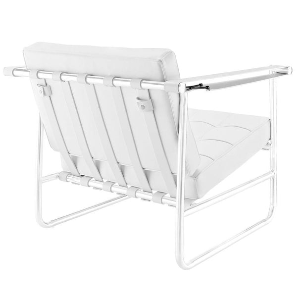 Modway Serene Stainless Steel Upholstered Vinyl Lounge Chair - White | Lounge Chairs | Modishstore-4