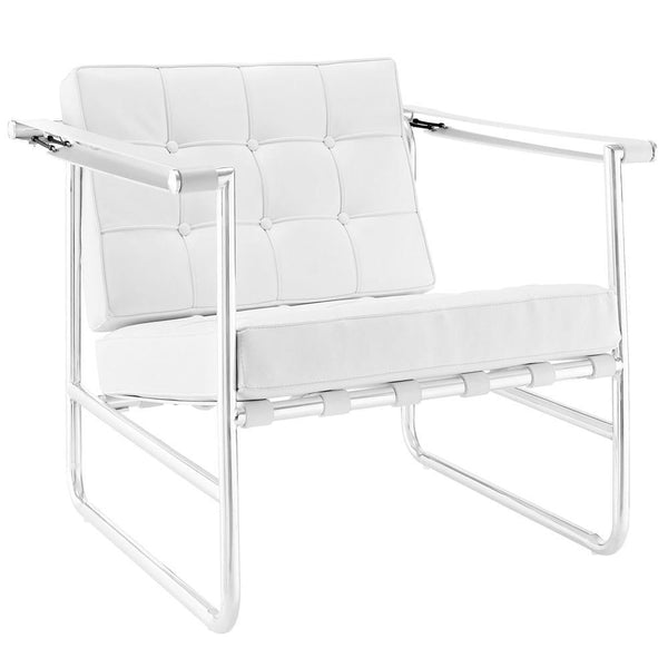 Modway Serene Stainless Steel Upholstered Vinyl Lounge Chair - White | Lounge Chairs | Modishstore-2