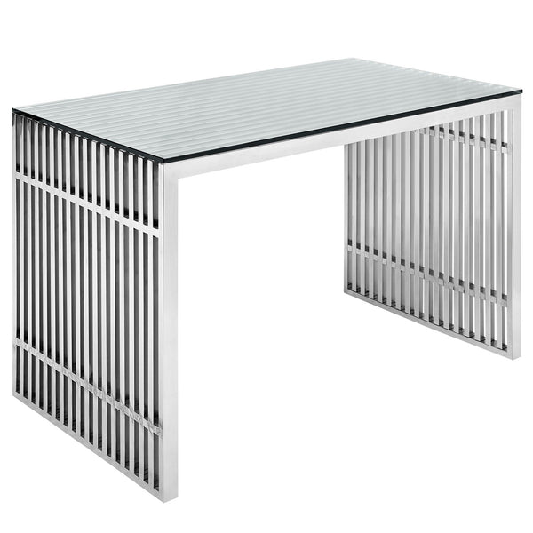 Modway Gridiron Stainless Steel Office Desk - Silver | Desks | Modishstore-2