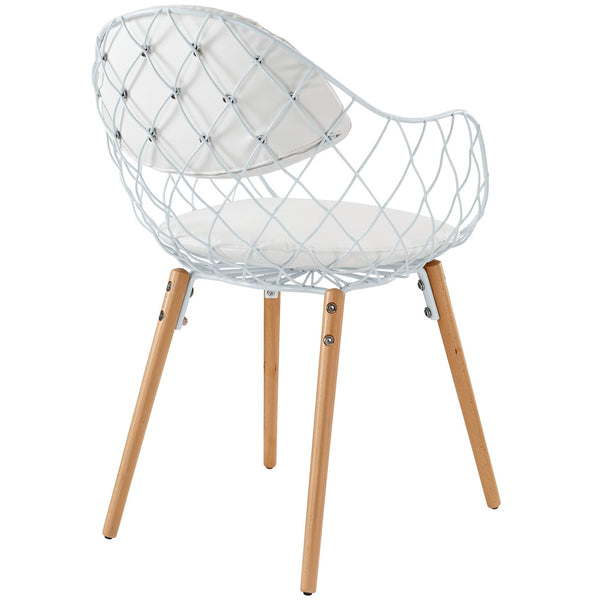 Modway Basket Dining Metal Armchair - White White | Armchairs | Modishstore-4