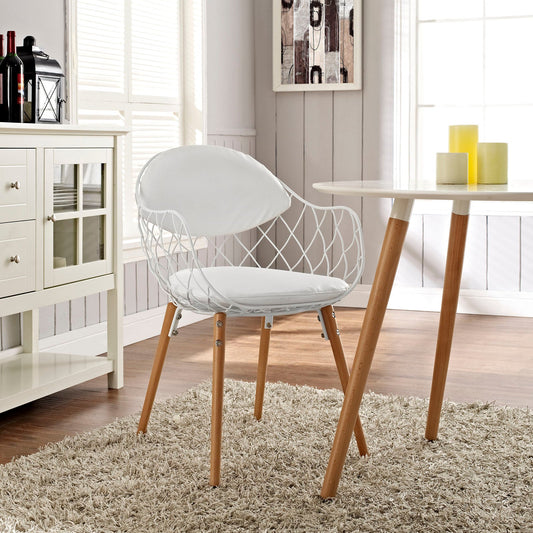 Modway Basket Dining Metal Armchair - White White | Armchairs | Modishstore
