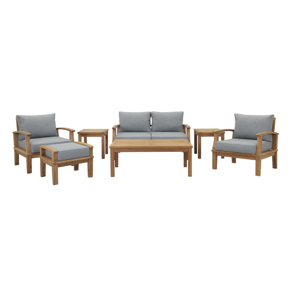 Modway Marina 7 Piece Outdoor Patio Teak Sofa Set - Natural White | Outdoor Sofas, Loveseats & Sectionals | Modishstore-26