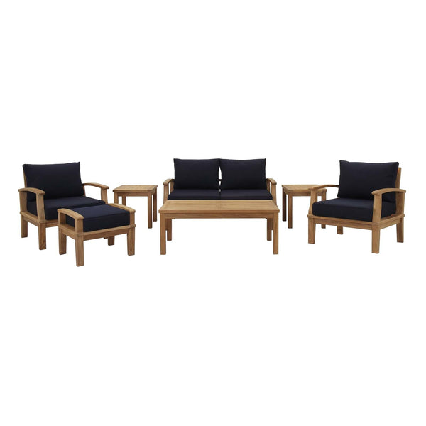 Modway Marina 7 Piece Outdoor Patio Teak Sofa Set - Natural White | Outdoor Sofas, Loveseats & Sectionals | Modishstore-27