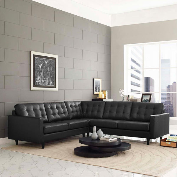 Modway Empress 3 Piece Leather Sectional Sofa Set | Sofas | Modishstore