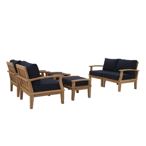 Modway Marina 6 Piece Outdoor Patio Teak Sofa Set - Natural White | Outdoor Sofas, Loveseats & Sectionals | Modishstore-23