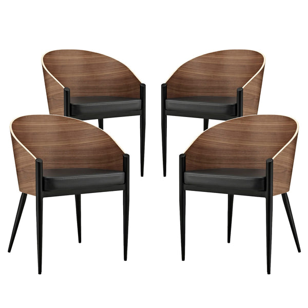 Modway Cooper Dining Chairs Set of 4 - Walnut