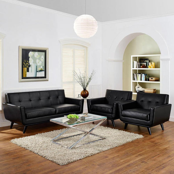 Modway Engage 3 Piece Leather Living Room Set - EEI-1762 | Sofas | Modishstore-6