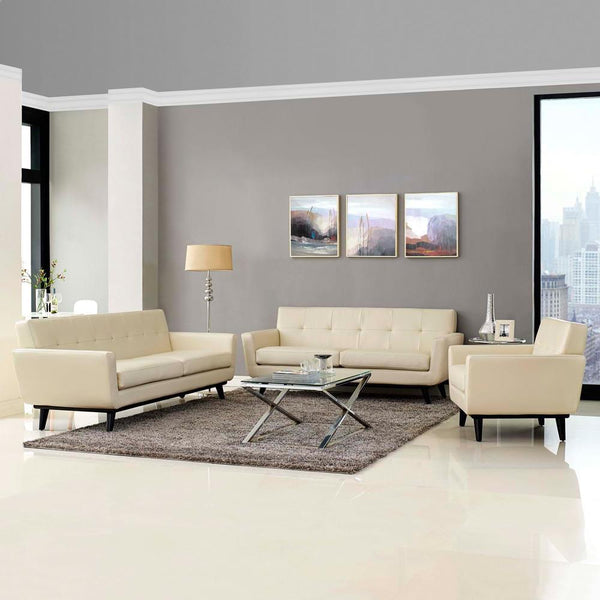 Modway Engage 3 Piece Leather Living Room Set - EEI-1764 | Sofas | Modishstore-10