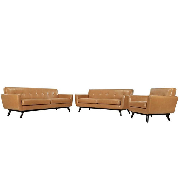 Modway Engage 3 Piece Leather Living Room Set - EEI-1764 | Sofas | Modishstore-5