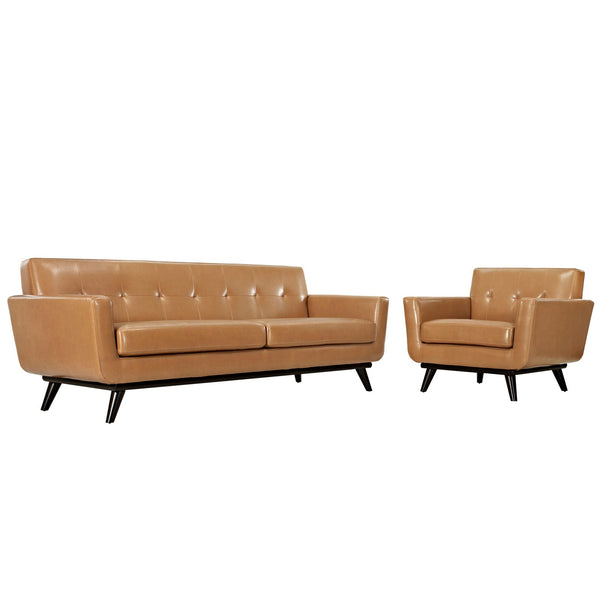 Modway Engage 2 Piece Leather Living Room Set - EEI-1766 | Sofas | Modishstore