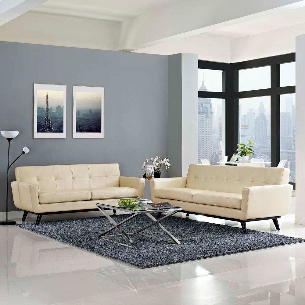 Modway Engage 2 Piece Leather Living Room Set - EEI-1767 | Sofas | Modishstore