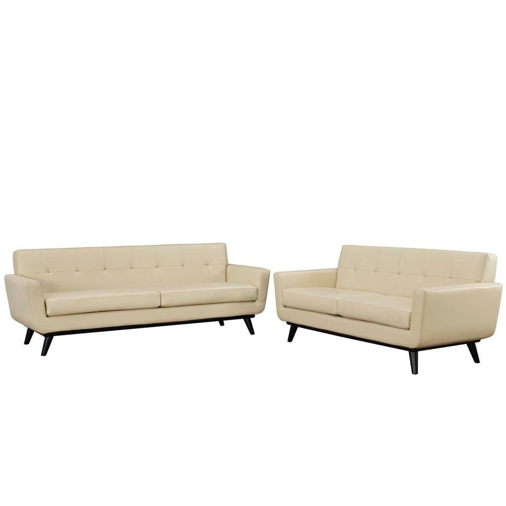 Modway Engage 2 Piece Leather Living Room Set - EEI-1767 | Sofas | Modishstore-2