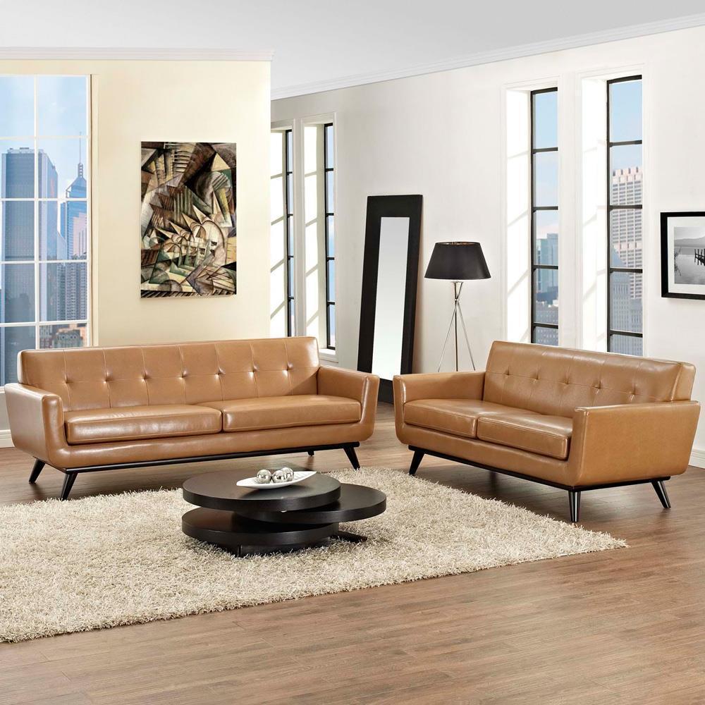 Modway Engage 2 Piece Leather Living Room Set - EEI-1767 | Sofas | Modishstore-15