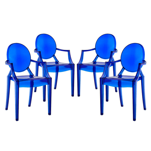 Modway Casper Dining Armchairs Set of 4 - Blue | Armchairs | Modishstore-4