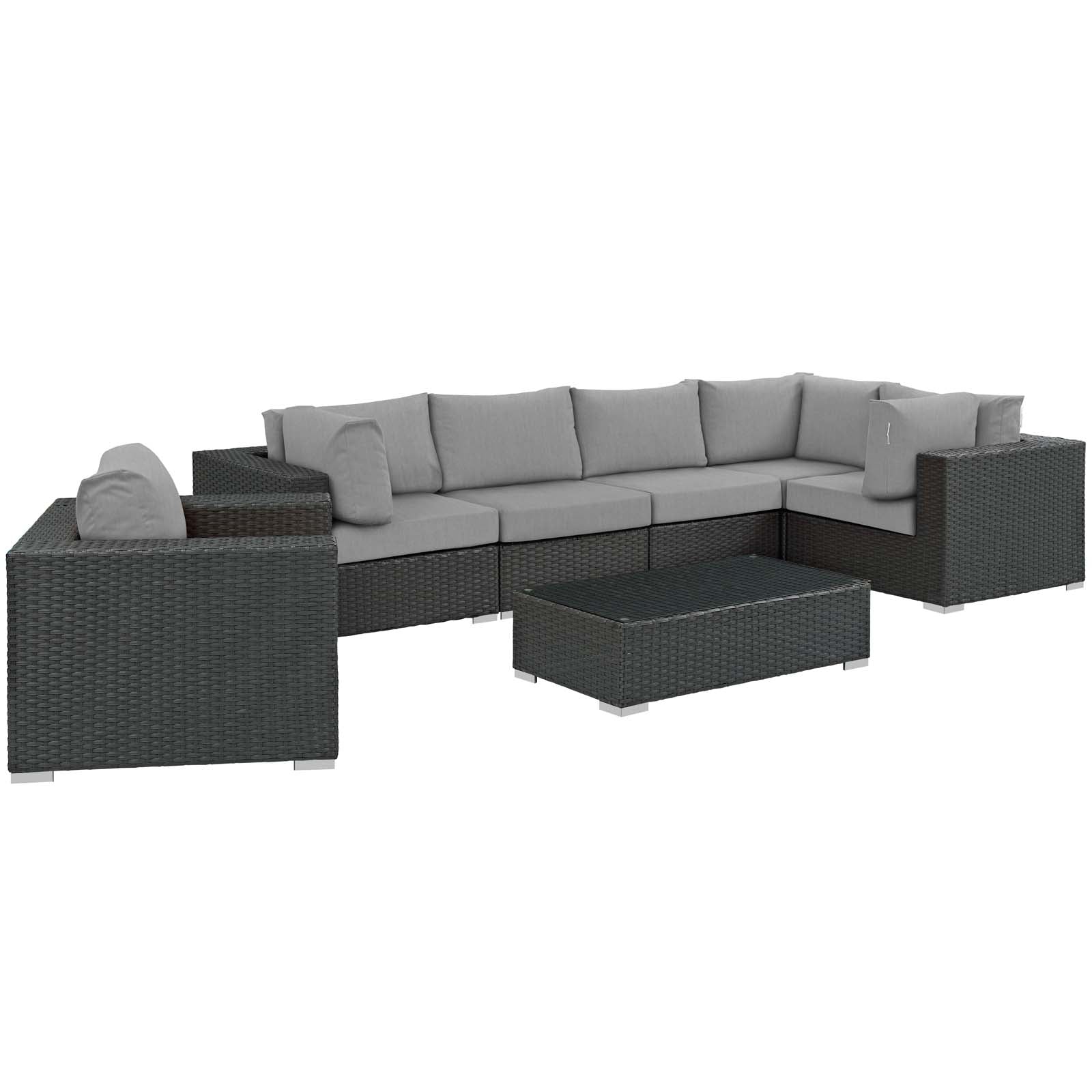 Modway Sojourn 7 Piece Outdoor Patio Sunbrella Sectional Set - EEI-1878 | Outdoor Sofas, Loveseats & Sectionals | Modishstore-32