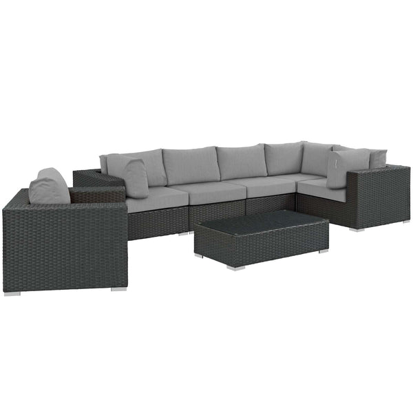 Modway Sojourn 7 Piece Outdoor Patio Sunbrella Sectional Set - EEI-1878 | Outdoor Sofas, Loveseats & Sectionals | Modishstore-32