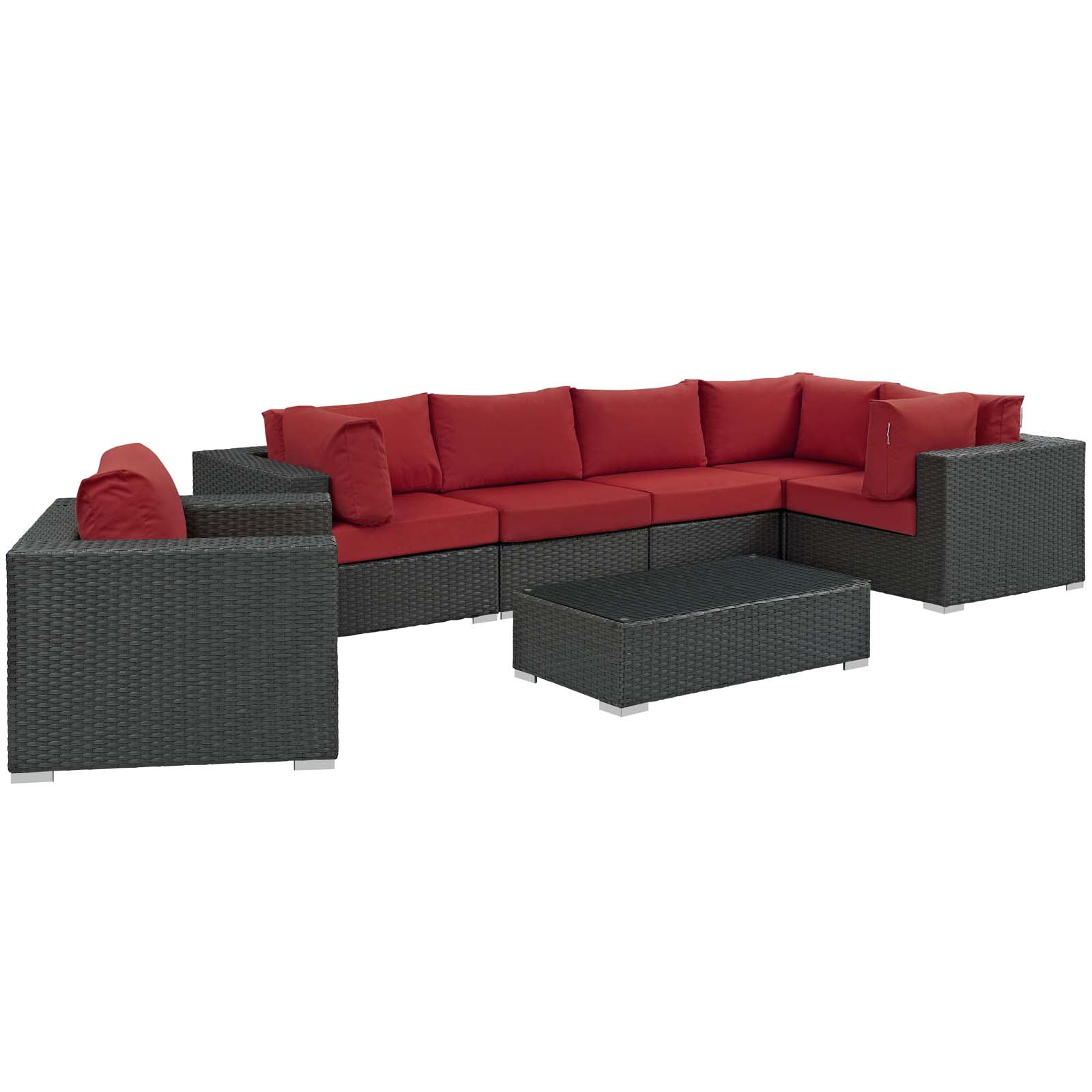 Modway Sojourn 7 Piece Outdoor Patio Sunbrella Sectional Set - EEI-1878 | Outdoor Sofas, Loveseats & Sectionals | Modishstore-33