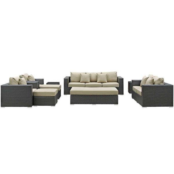 Modway Sojourn 9 Piece Outdoor Patio Sectional Set | Outdoor Sofas, Loveseats & Sectionals | Modishstore-2