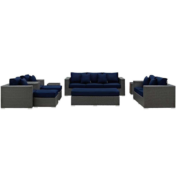 Modway Sojourn 9 Piece Outdoor Patio Sectional Set | Outdoor Sofas, Loveseats & Sectionals | Modishstore-20