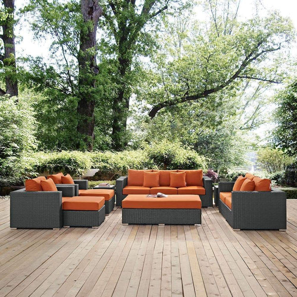 Modway Sojourn 9 Piece Outdoor Patio Sectional Set | Outdoor Sofas, Loveseats & Sectionals | Modishstore-14
