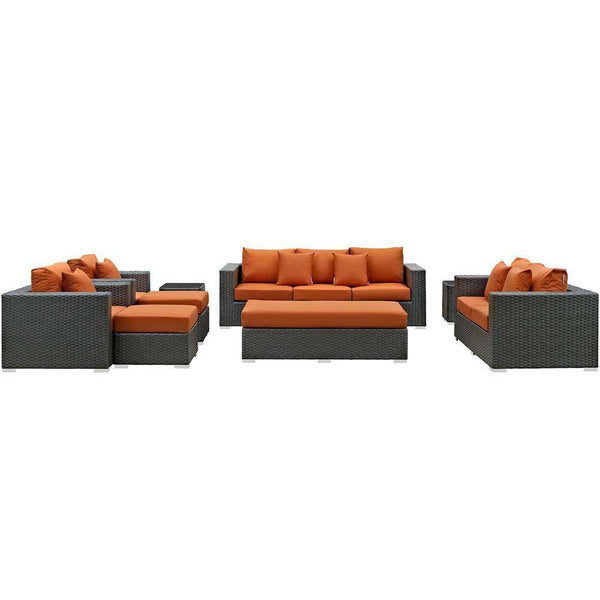 Modway Sojourn 9 Piece Outdoor Patio Sectional Set | Outdoor Sofas, Loveseats & Sectionals | Modishstore-21