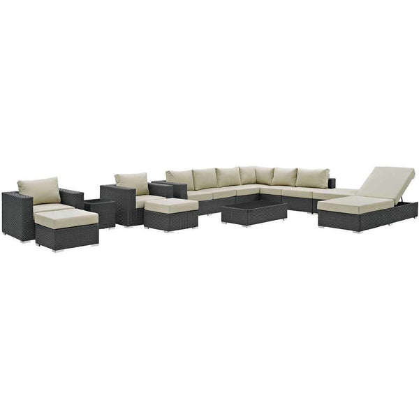 Modway Sojourn 12 Piece Outdoor Patio Sectional Set | Outdoor Sofas, Loveseats & Sectionals | Modishstore-2
