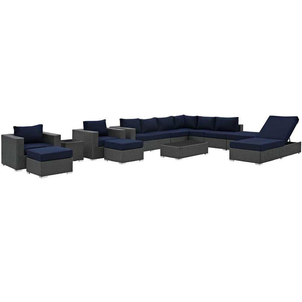 Modway Sojourn 12 Piece Outdoor Patio Sectional Set | Outdoor Sofas, Loveseats & Sectionals | Modishstore-16