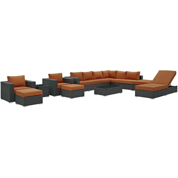 Modway Sojourn 12 Piece Outdoor Patio Sectional Set | Outdoor Sofas, Loveseats & Sectionals | Modishstore-25