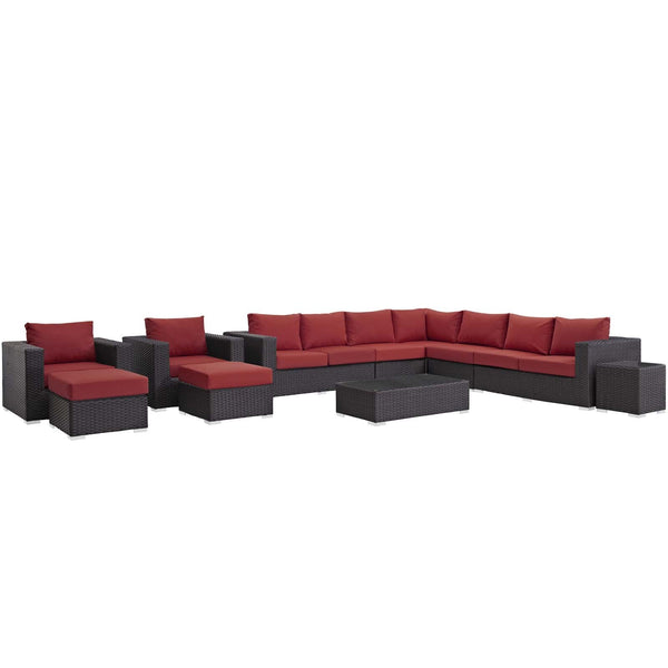 Modway Sojourn 11 Piece Outdoor Patio Sectional Set | Outdoor Sofas, Loveseats & Sectionals | Modishstore-36