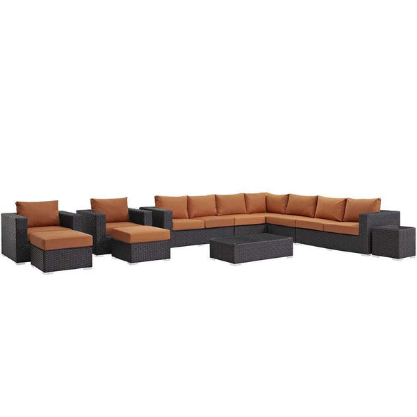 Modway Sojourn 11 Piece Outdoor Patio Sectional Set | Outdoor Sofas, Loveseats & Sectionals | Modishstore-20
