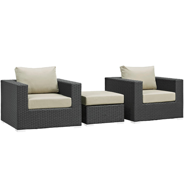 Modway Sojourn 3 Piece Outdoor Patio Sunbrella Sectional Set - EEI-1891 | Outdoor Sofas, Loveseats & Sectionals | Modishstore-28
