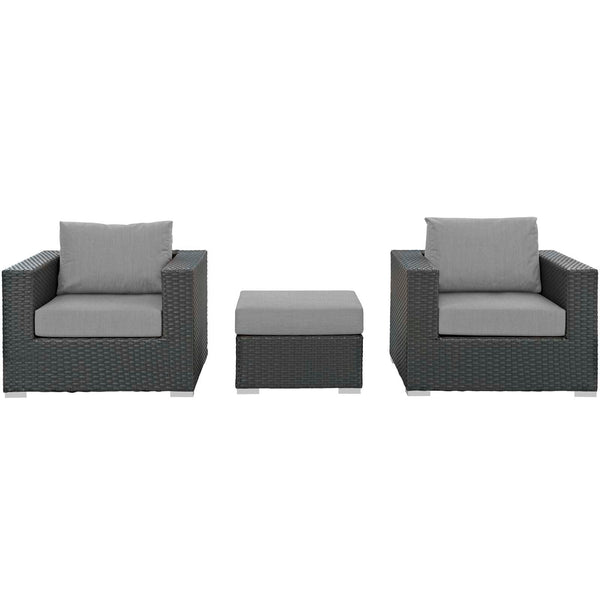 Modway Sojourn 3 Piece Outdoor Patio Sunbrella Sectional Set - EEI-1891 | Outdoor Sofas, Loveseats & Sectionals | Modishstore-20
