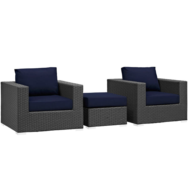 Modway Sojourn 3 Piece Outdoor Patio Sunbrella Sectional Set - EEI-1891 | Outdoor Sofas, Loveseats & Sectionals | Modishstore-27